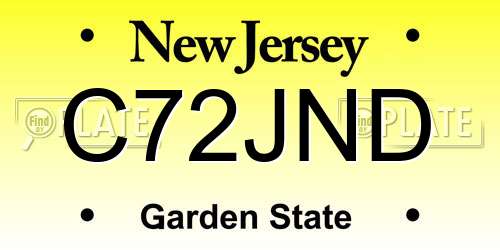C72JND New Jersey License Plate