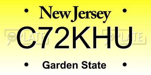 C72KHU New Jersey License Plate