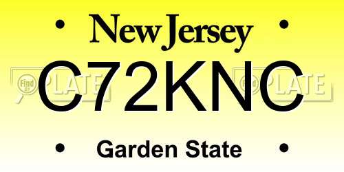 C72KNC New Jersey License Plate