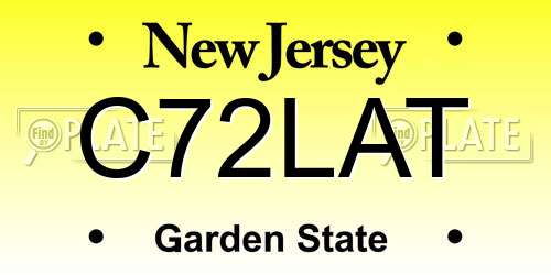 C72LAT New Jersey License Plate