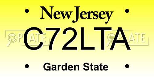 C72LTA New Jersey License Plate