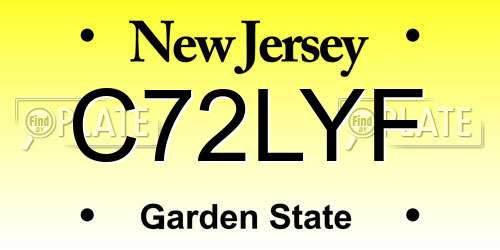C72LYF New Jersey License Plate