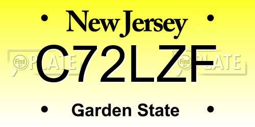 C72LZF New Jersey License Plate
