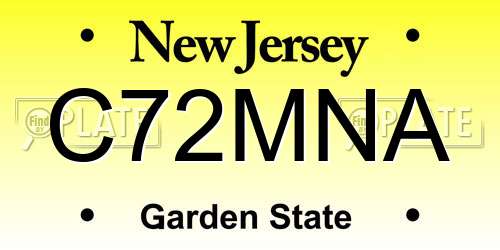 C72MNA New Jersey License Plate