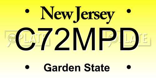 C72MPD New Jersey License Plate
