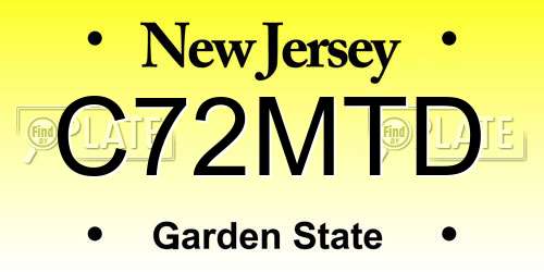 C72MTD New Jersey License Plate