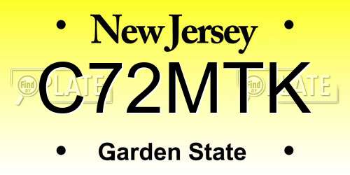 C72MTK New Jersey License Plate