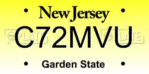 C72MVU New Jersey License Plate