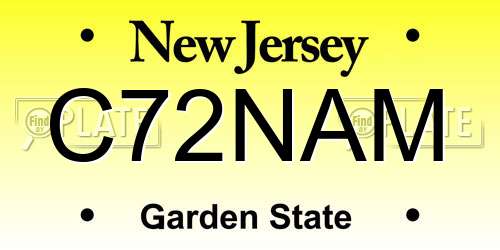 C72NAM New Jersey License Plate