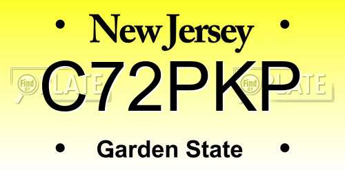 C72PKP New Jersey License Plate