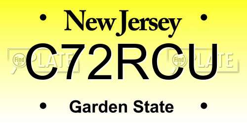 C72RCU New Jersey License Plate
