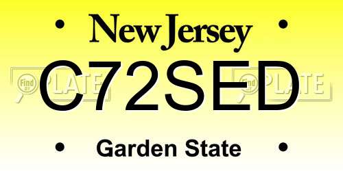 C72SED New Jersey License Plate