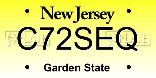 C72SEQ New Jersey License Plate