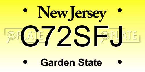 C72SFJ New Jersey License Plate