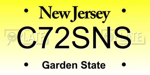 C72SNS New Jersey License Plate