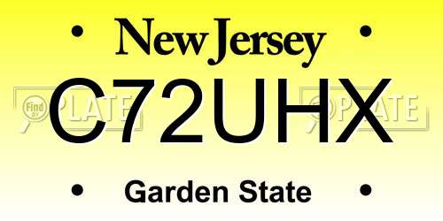 C72UHX New Jersey License Plate