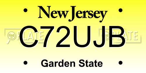 C72UJB New Jersey License Plate