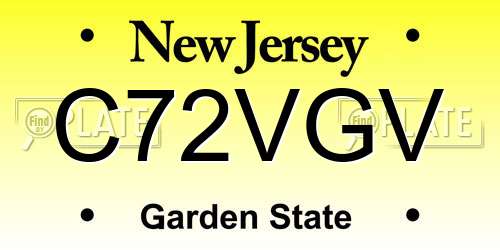 C72VGV New Jersey License Plate