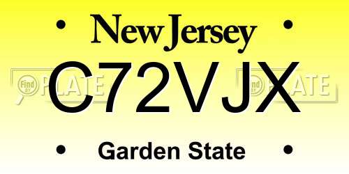 C72VJX New Jersey License Plate