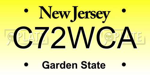 C72WCA New Jersey License Plate