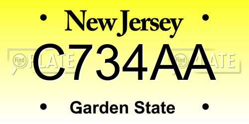 C734AA New Jersey License Plate