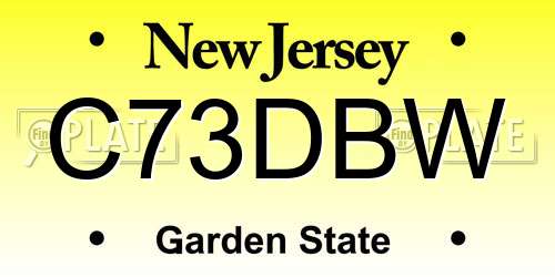 C73DBW New Jersey License Plate