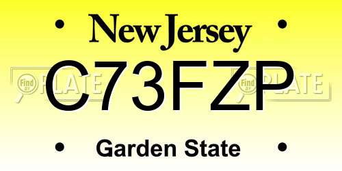 C73FZP New Jersey License Plate