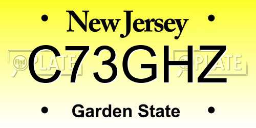 C73GHZ New Jersey License Plate