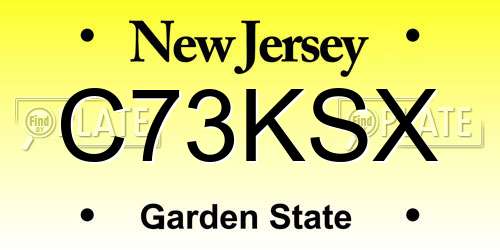 C73KSX New Jersey License Plate