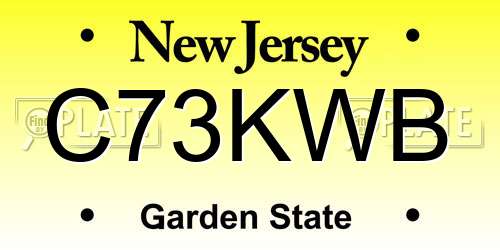 C73KWB New Jersey License Plate
