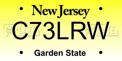 C73LRW New Jersey License Plate