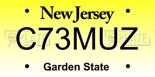 C73MUZ New Jersey License Plate