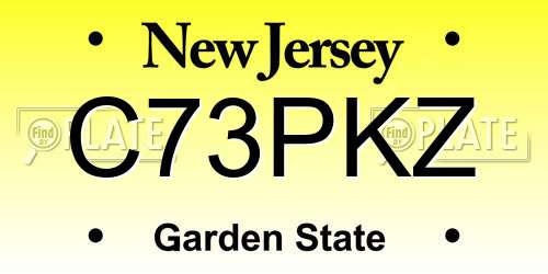 C73PKZ New Jersey License Plate
