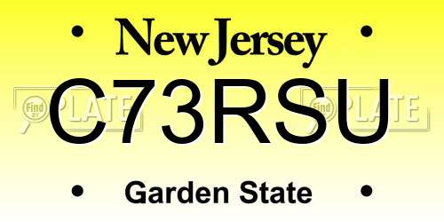 C73RSU New Jersey License Plate