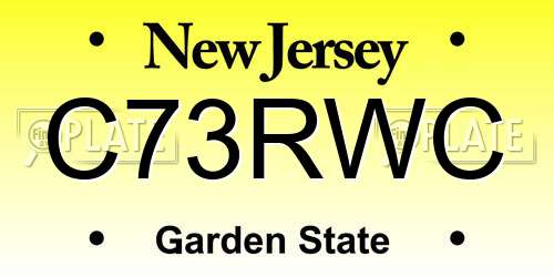 C73RWC New Jersey License Plate