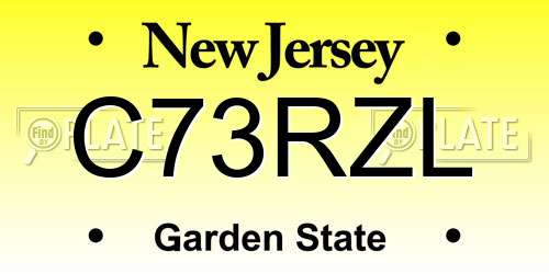 C73RZL New Jersey License Plate
