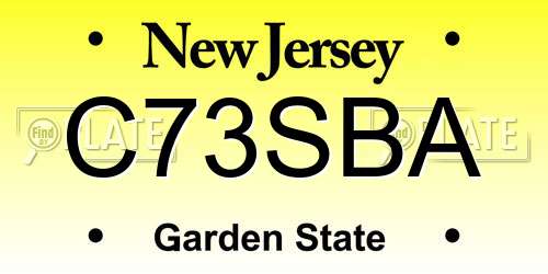 C73SBA New Jersey License Plate
