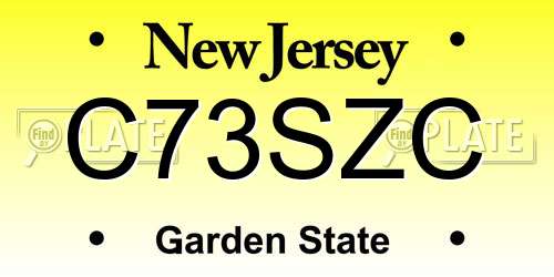 C73SZC New Jersey License Plate