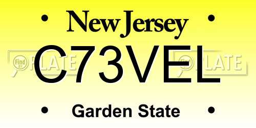 C73VEL New Jersey License Plate