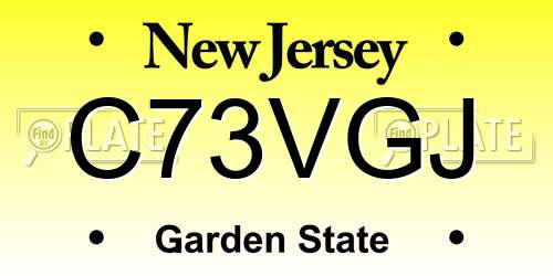 C73VGJ New Jersey License Plate