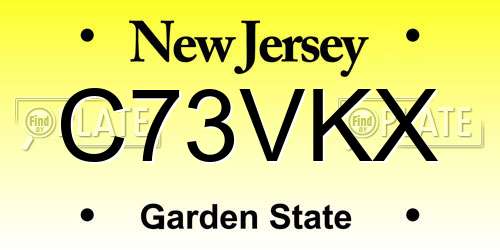 C73VKX New Jersey License Plate