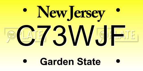 C73WJF New Jersey License Plate