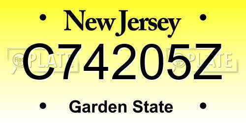 C74205Z New Jersey License Plate