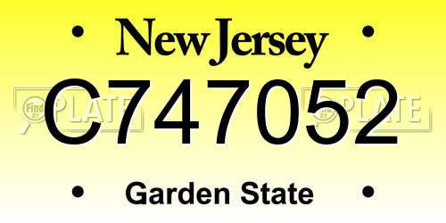C747052 New Jersey License Plate