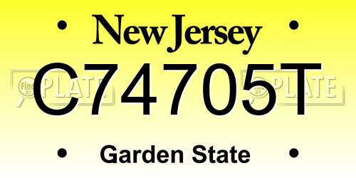 C74705T New Jersey License Plate