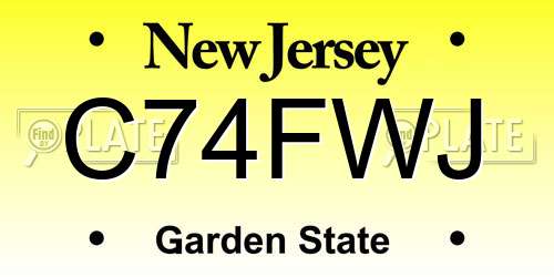 C74FWJ New Jersey License Plate