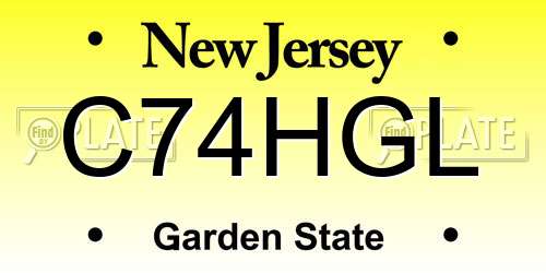 C74HGL New Jersey License Plate