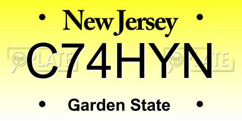 C74HYN New Jersey License Plate