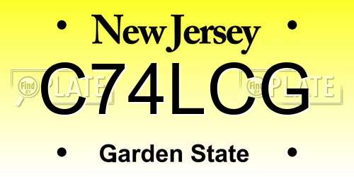 C74LCG New Jersey License Plate