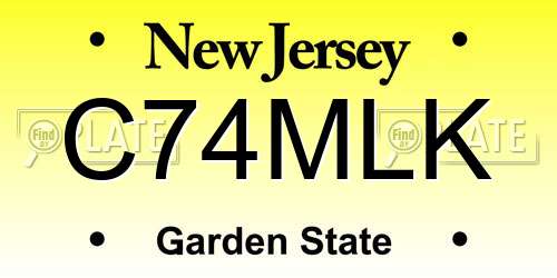 C74MLK New Jersey License Plate